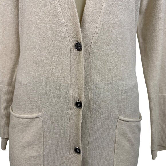 Jessica Simpson Womens Beige Knit Longline Cardigan With Buttons & Pockets Sz M - Picture 7 of 14